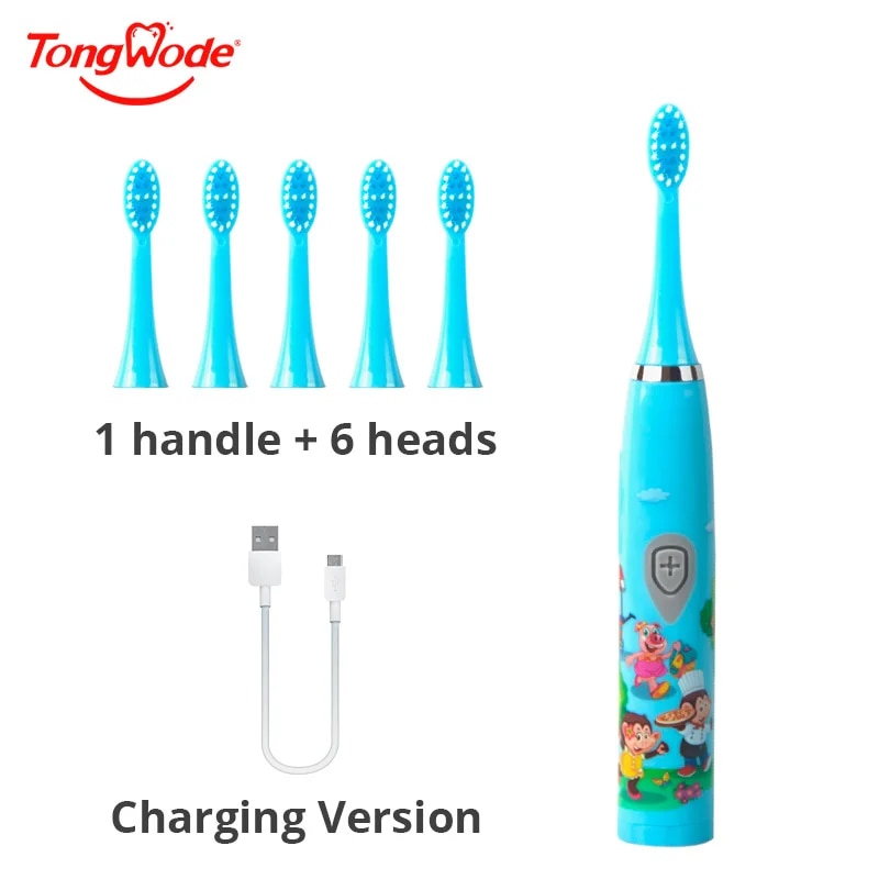 Electric Toothbrush Sonic - 子供ソニック電動歯ブラシカラフルな漫画子供のための USB 充電式ソフト自動防水交換ヘッド