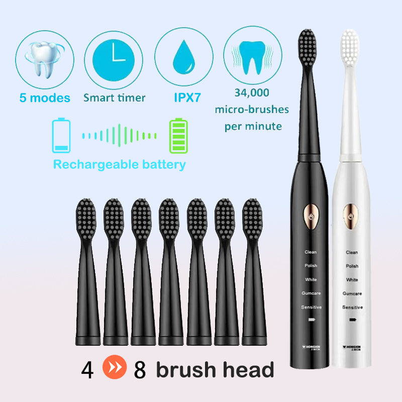 Electric Toothbrush Sonic - 電動歯ブラシ 5 ギアモード USB 充電 4