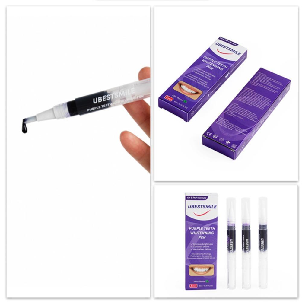 Teeth Whitening Pen - パープル歯のホワイトニングペンV34、PAPカラーコレクター、歯の着色を除去し、優しく歯を明るくするジェルブラシ、口腔ケア