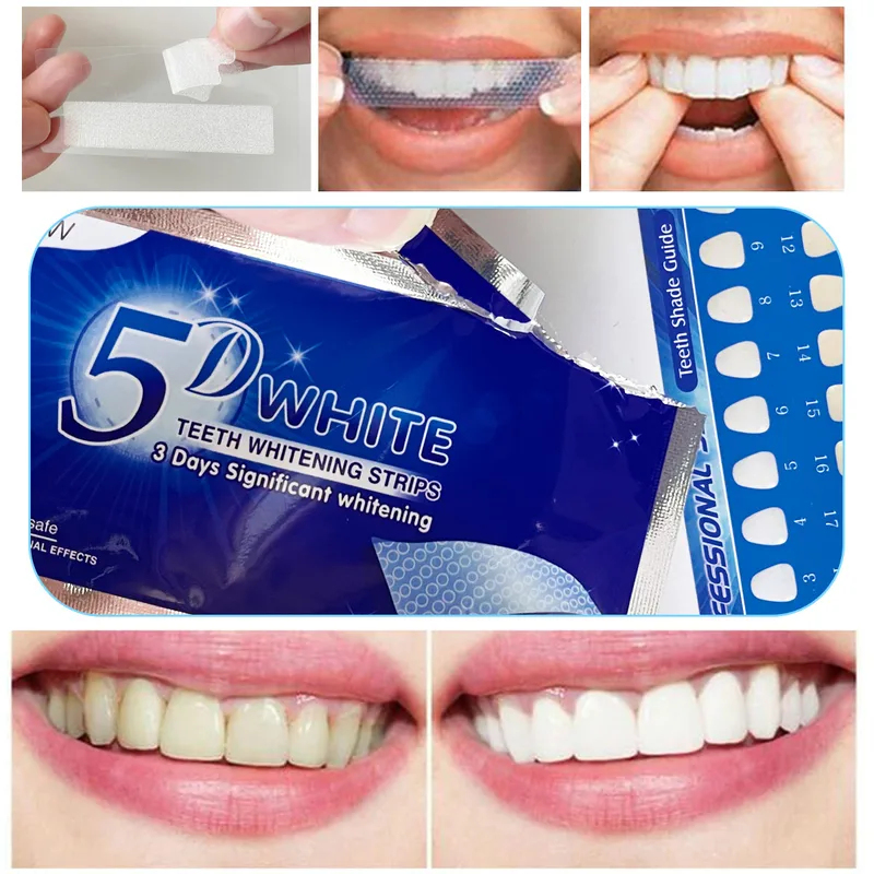 Teeth Whitening Hydrogen Peroxide - 1-12 個 5D ホワイトニング歯ステッカー白い歯ジェル歯のホワイトニングストリップきれいな歯黄色の煙の汚れ茶の汚れ口腔ケア