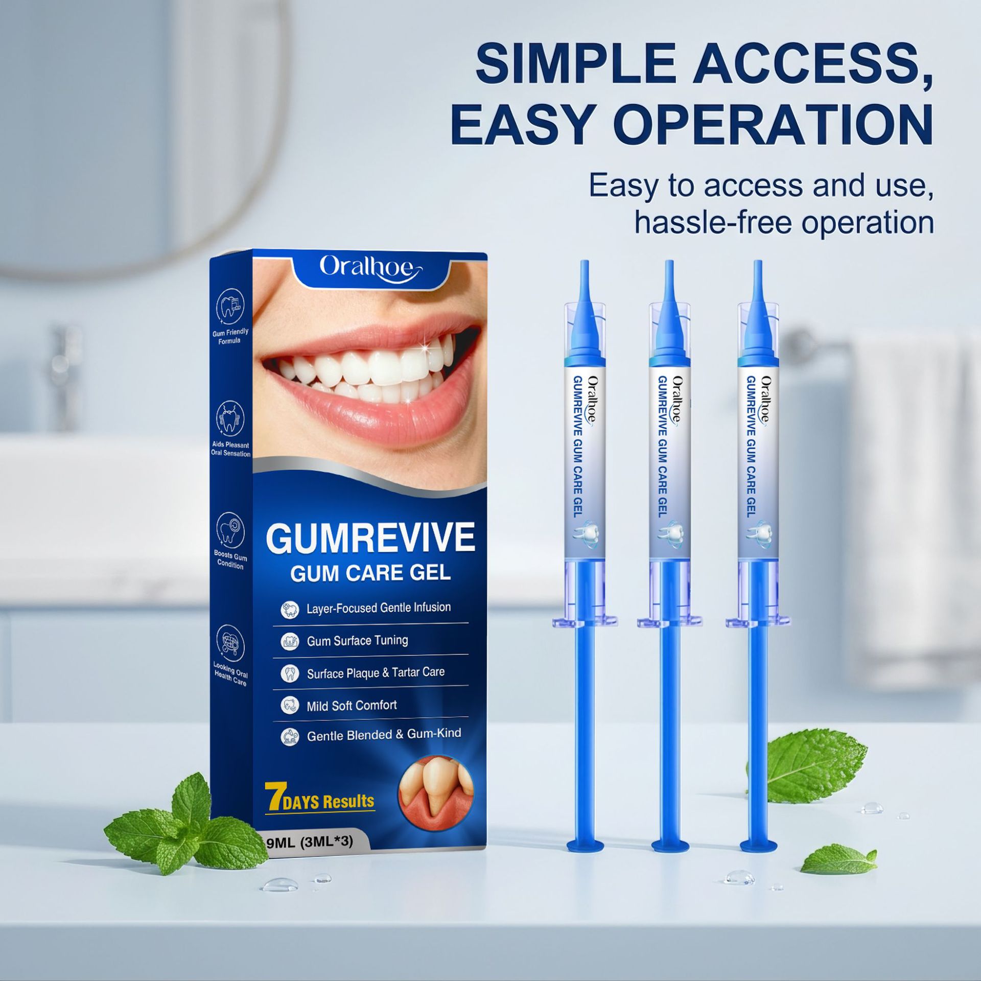 Teeth Whitening Hydrogen Peroxide - オーラルケアジェル 3個入り歯茎洗浄シリンジキット、毎日の家庭用に適した優しい歯と歯茎の衛生ジェル 9ml