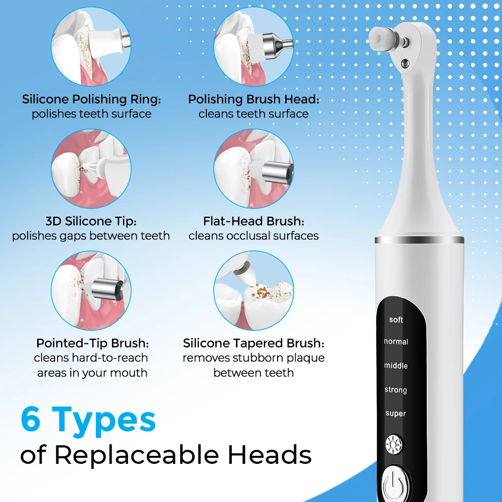電動歯磨き器歯のホワイトニングクリーナー 6 ブラシヘッド  - Teeth Whitening Kit With Light のレビューと価格