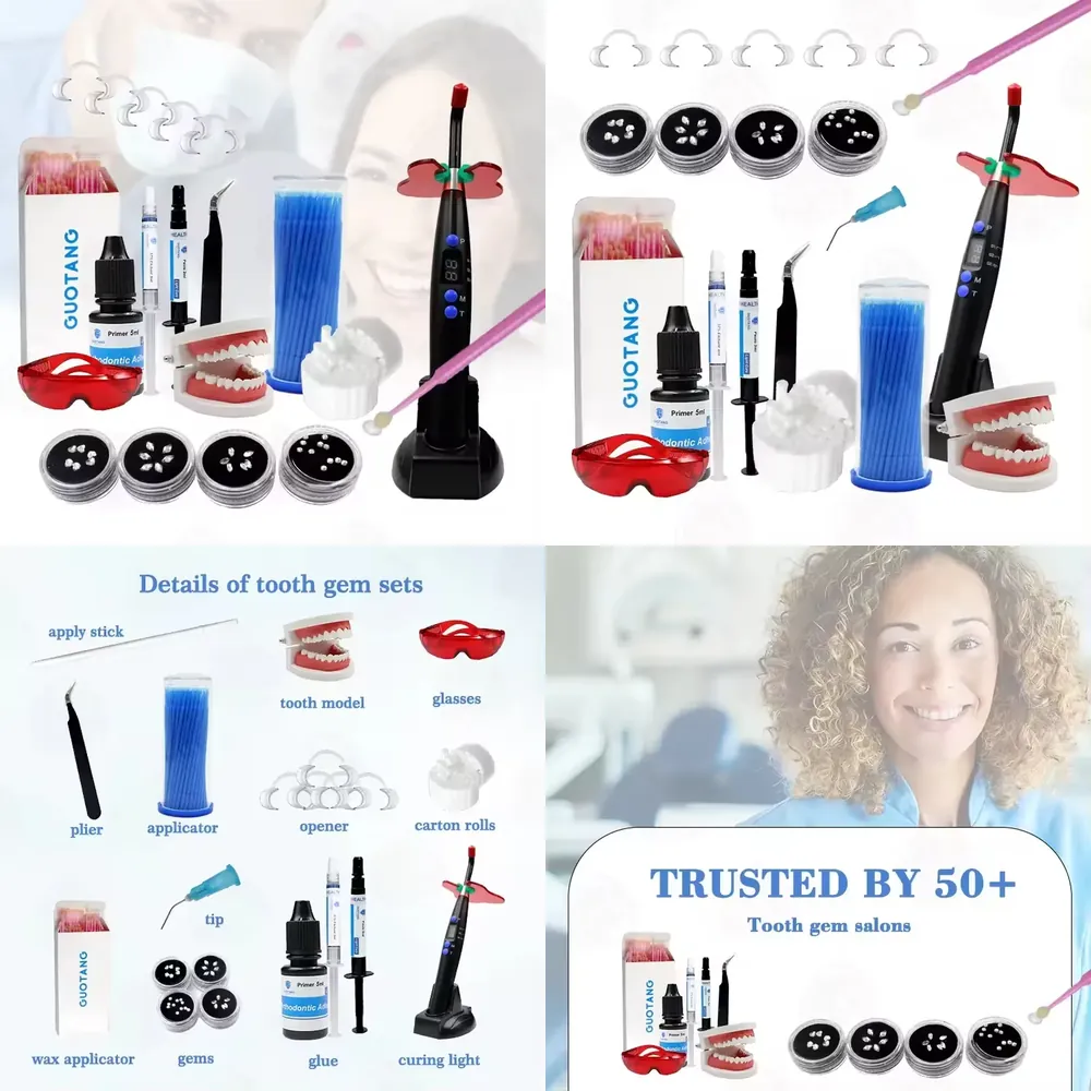 【CHIMU HOME】プロ仕様DIY歯用宝石キット、硬化ラ - Teeth Whitening Kit With Light のレビューと価格