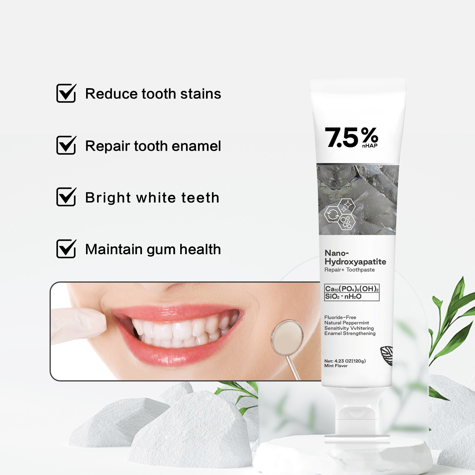 ナノハイドロキシアパタイト歯磨き粉、コーヒー・紅茶の染み抜き - Teeth Whitening Hydrogen Peroxide のレビューと価格