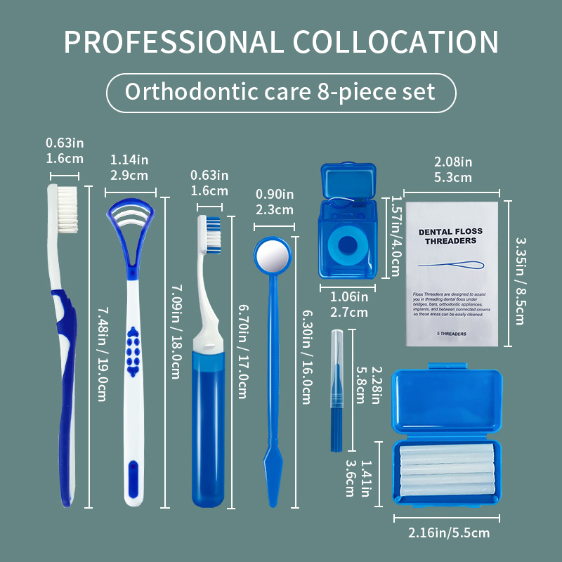 8個入り矯正歯科ケアブラシキット 歯のクリーニング ブレース - Teeth Whitening For Braces のレビューと価格