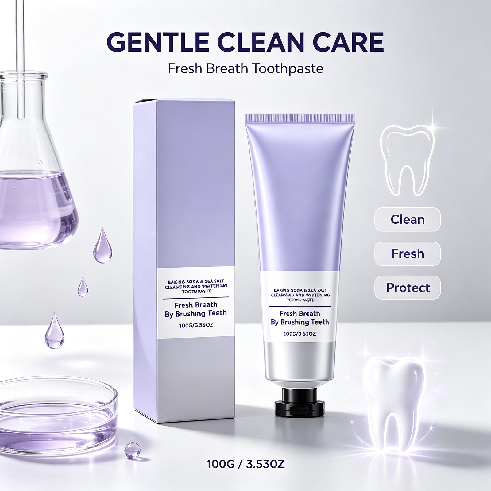 ベーキングソーダと海塩の歯磨き粉、穏やかに歯を白くし、清潔な - Teeth Whitening Baking Soda のレビューと価格