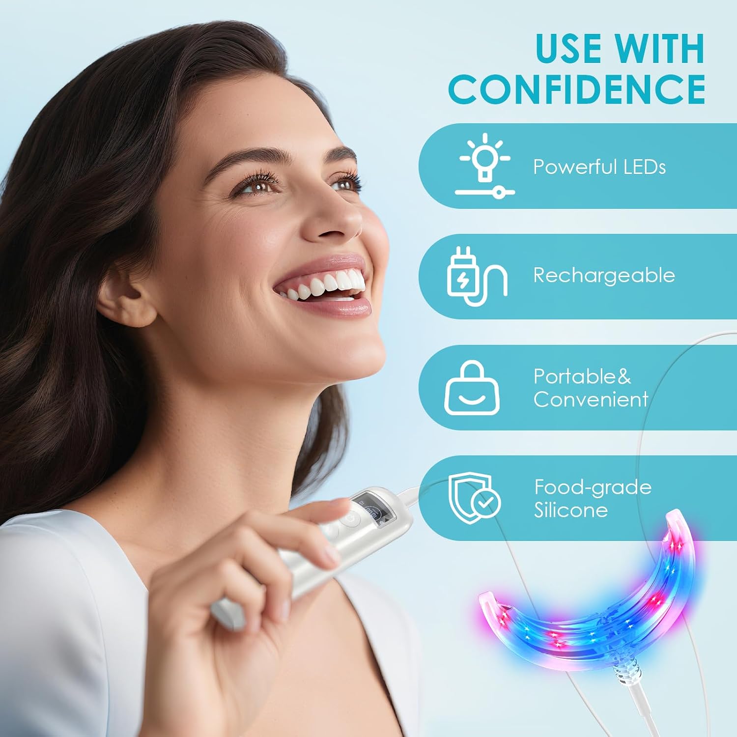 歯のホワイトニング促進器 16 LED赤青光増強ライトトレイ - Teeth Whitening Kit With Light のレビューと価格