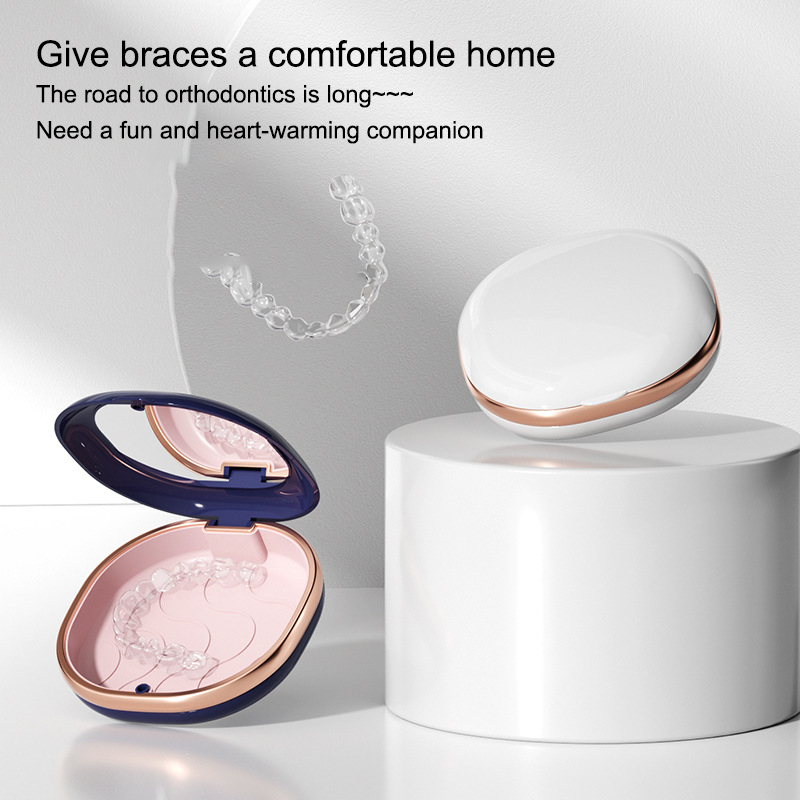 ファッションブレースケースミラー歯科リテーナーボックス磁気ア - Teeth Whitening For Braces のレビューと価格