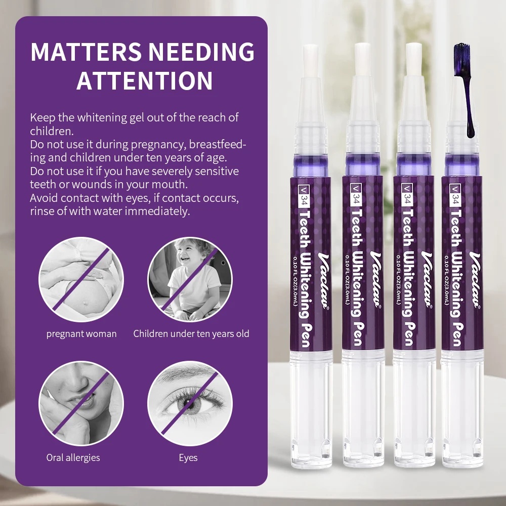 ヴァクラフV34 パープル歯のホワイトニングジェルペン。即効 - Teeth Whitening Pen のレビューと価格