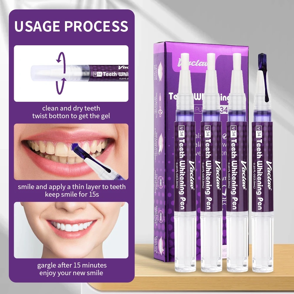 ヴァクラフV34 パープル歯のホワイトニングジェルペン。即効 - Teeth Whitening Pen のレビューと価格